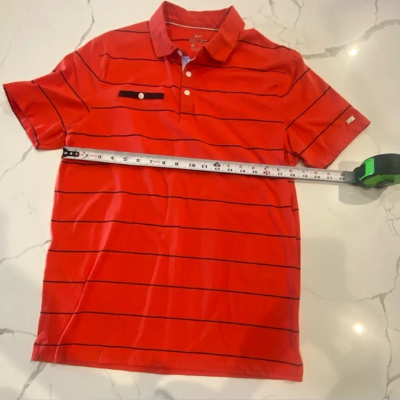 NIKE Dri-Fit Men’s Short Sleeve Polo Striped Medium Red&Navy - Picture 12 of 13